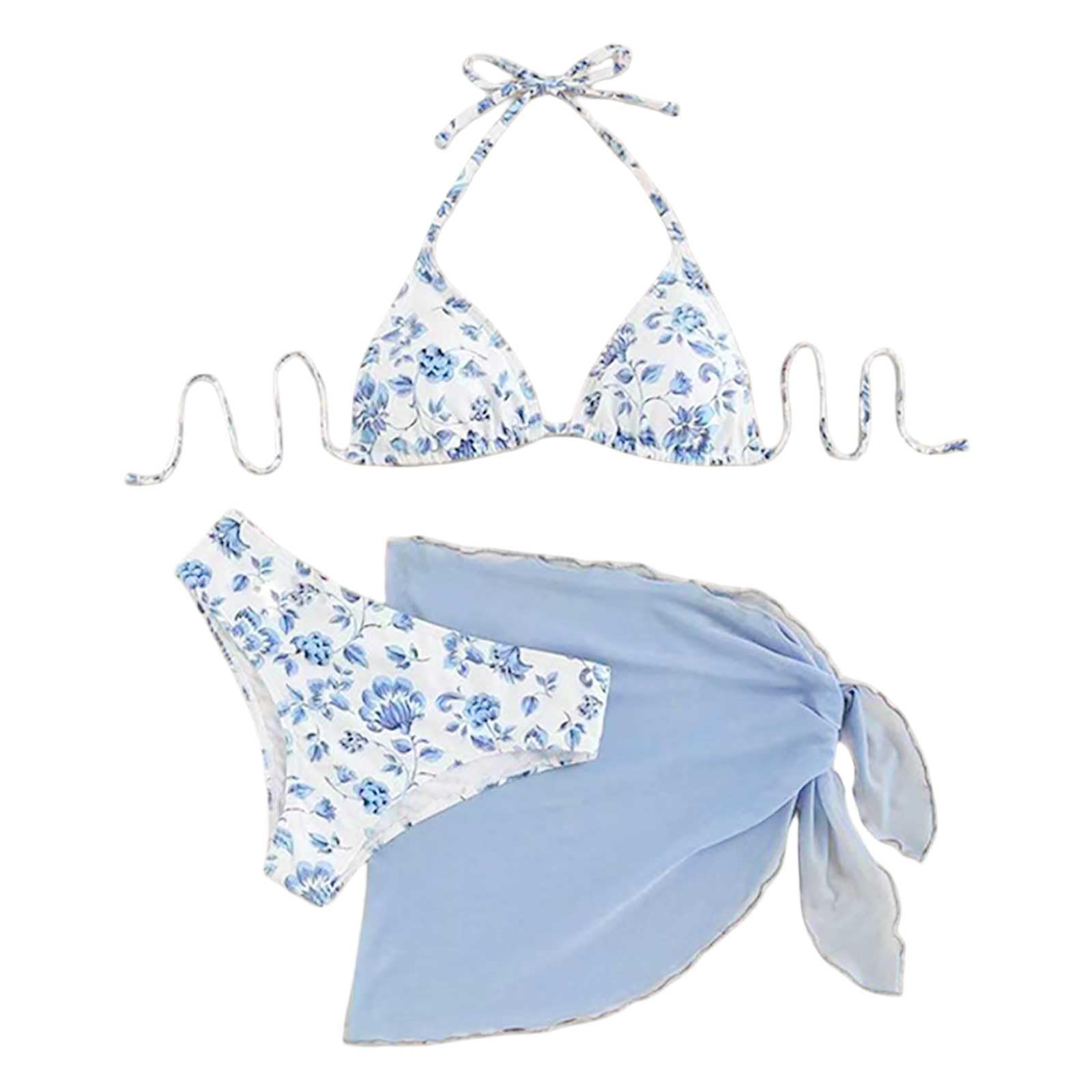 Traje de baño tankini para mujer, conjunto de bikini de 2 piezas con cubierta de delantal de encaje, traje de baño para playa, piscina, verano, elegante, cómodo, azul, XL