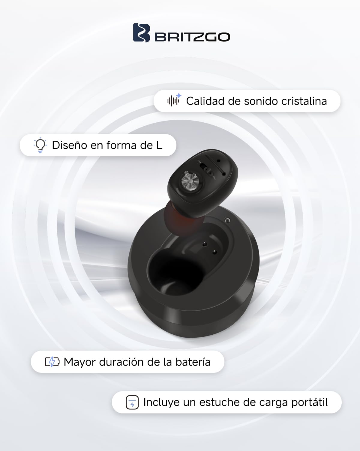 Britzgo Dispositivo equipado con una caja de carga, puede funcionar durante 40 horas con 2 horas de carga,Negro