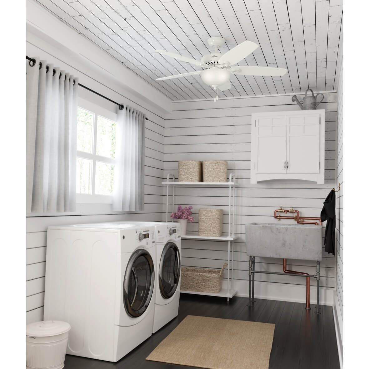 Hunter Sea Air Ventilatore Da Soffitto 132 Cm, Bianco, Per Interni/Esterni, Con Catena, Reversibile, Adatto A Portici E Verande
