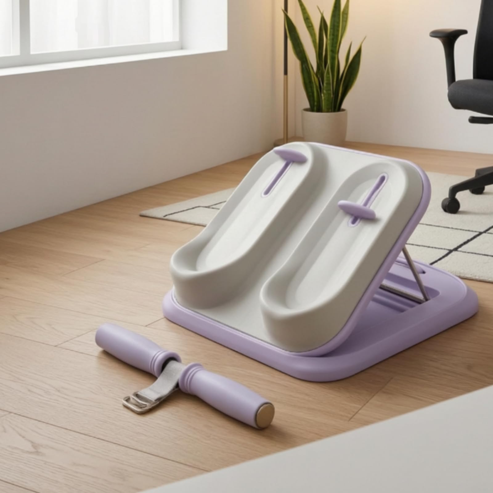F Fityle Tablero de Estiramiento de Piernas Tabla Inclinada de Estiramiento con Canales de Colocación Soporte Trasero Firme y Mango Desmontable en TPE Apto