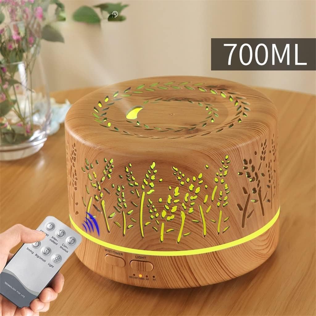 700ml Remote Control Electric Air Humidifier Aroma Diffuser Essential Oil Cool Mist Maker 7 LED Light Coloful(white-Patch five-pointed star4,JP Plug)