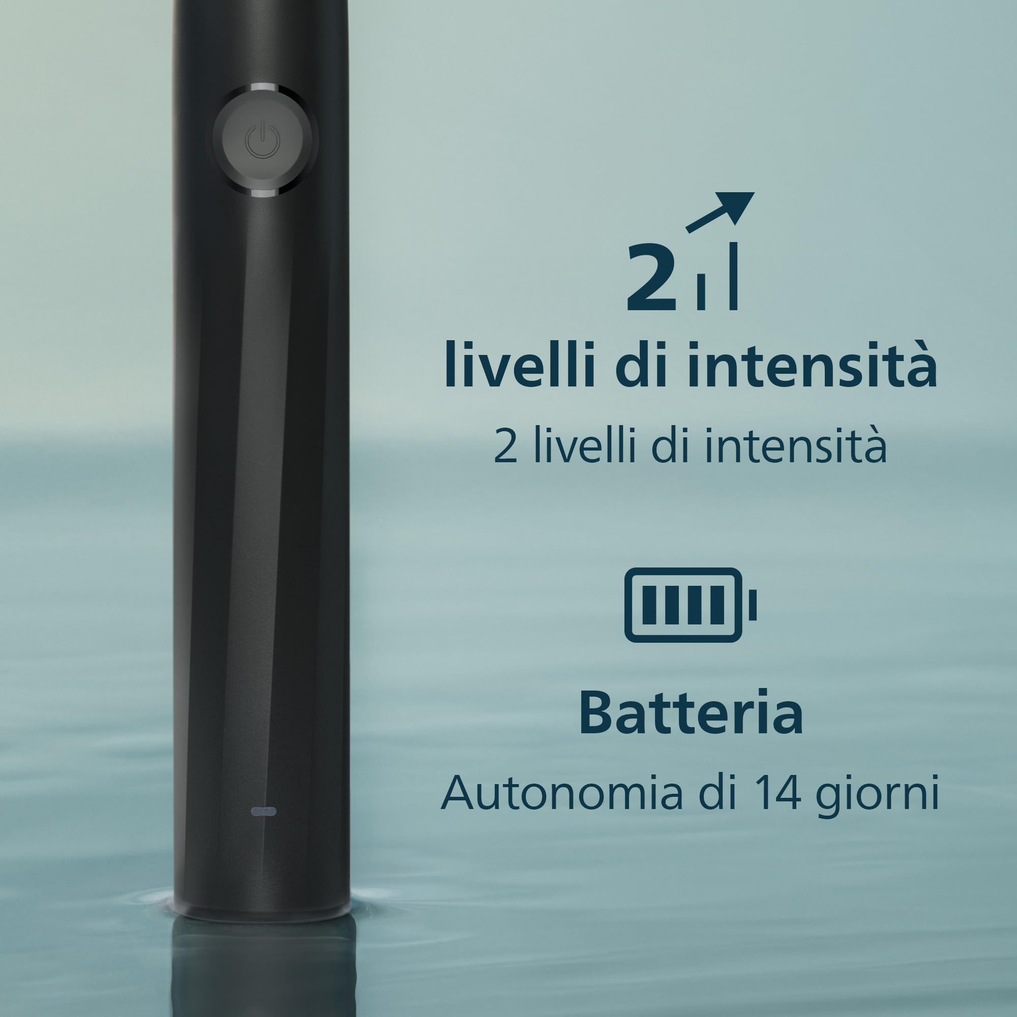 Philips Sonicare Serie 2100 - Spazzolino elettrico sonico con 2 livelli d'intensità, funzione EasyStart, SmarTimer, 14 giorni di autonomia, custodia, nero, HX4023/02, [Nuovo]