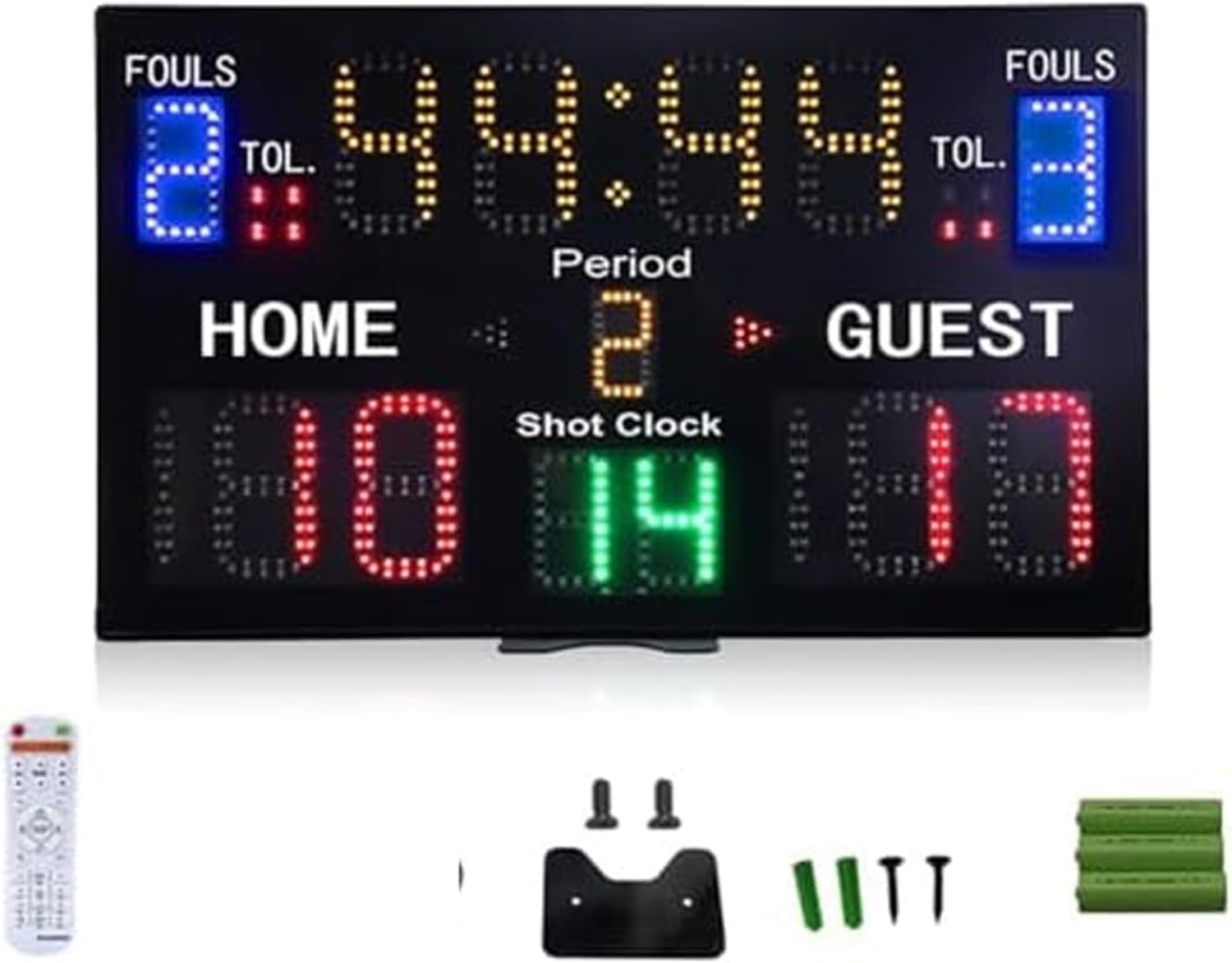 LED Scoreboard with Countdown Timer - 15-Digit Display, 8 Modes & 5 Brightness Levels, Multi-Sport Score Keeper for Basketball, Tennis, Boxing & More(