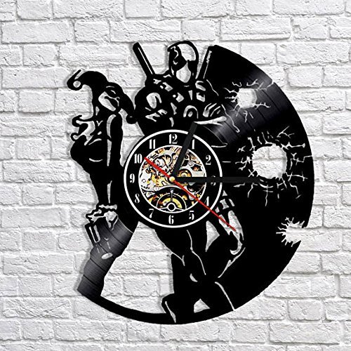 Taniastore Deadpool Harley Quinn Design Vinyl Record Wall Clock Unique Gifts for him her Gift Ideas for Mothers Day Father Birthday Anniversary Wedding Cute and Original Gifts for Everybody