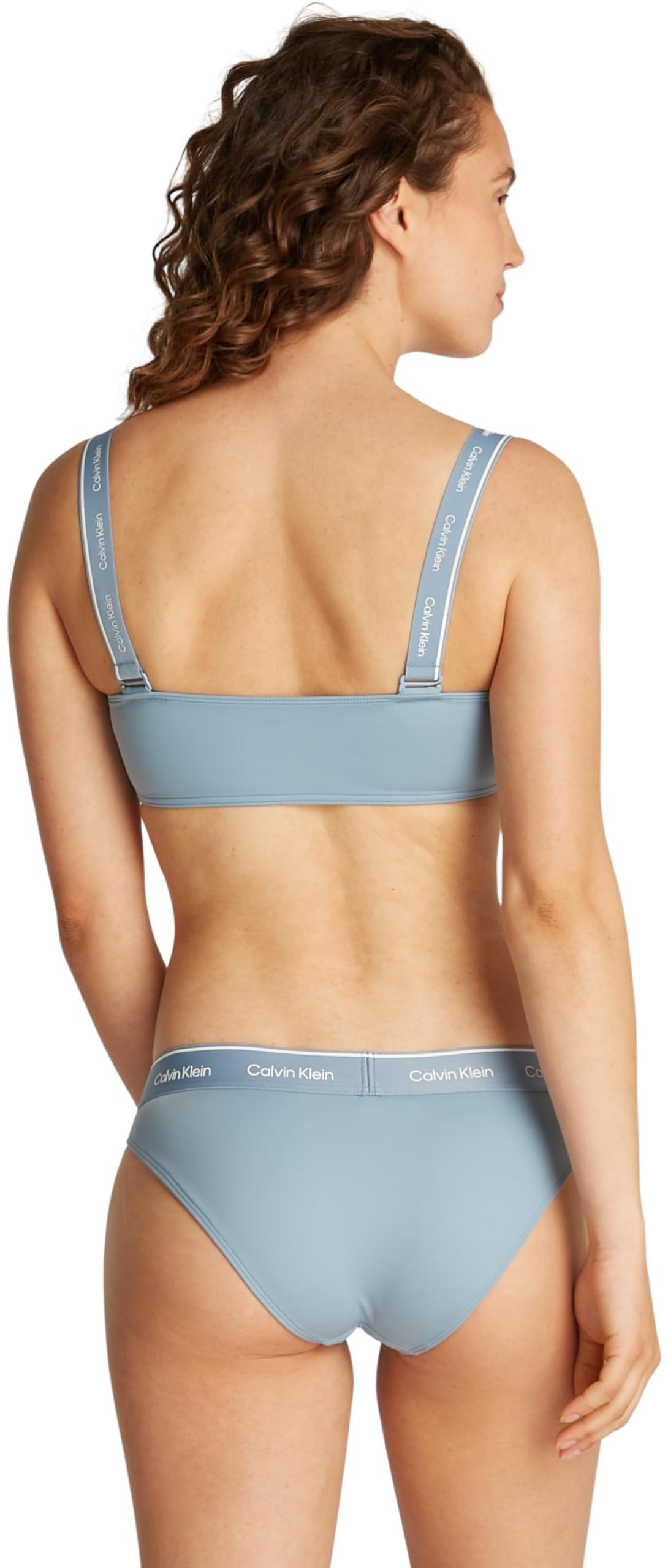 Calvin Klein Majtki bikini damskie z logo, Niebieskie, M