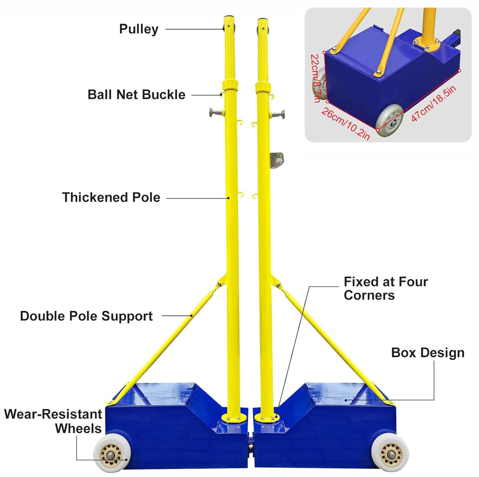 Poste de voleibol y bádminton, post de voleibol portátil con red de voleibol y bádminton, altura ajustable de 1,5 a 2.1m, soporte móvil para red de voleibol, para interiores y exteriores,Green