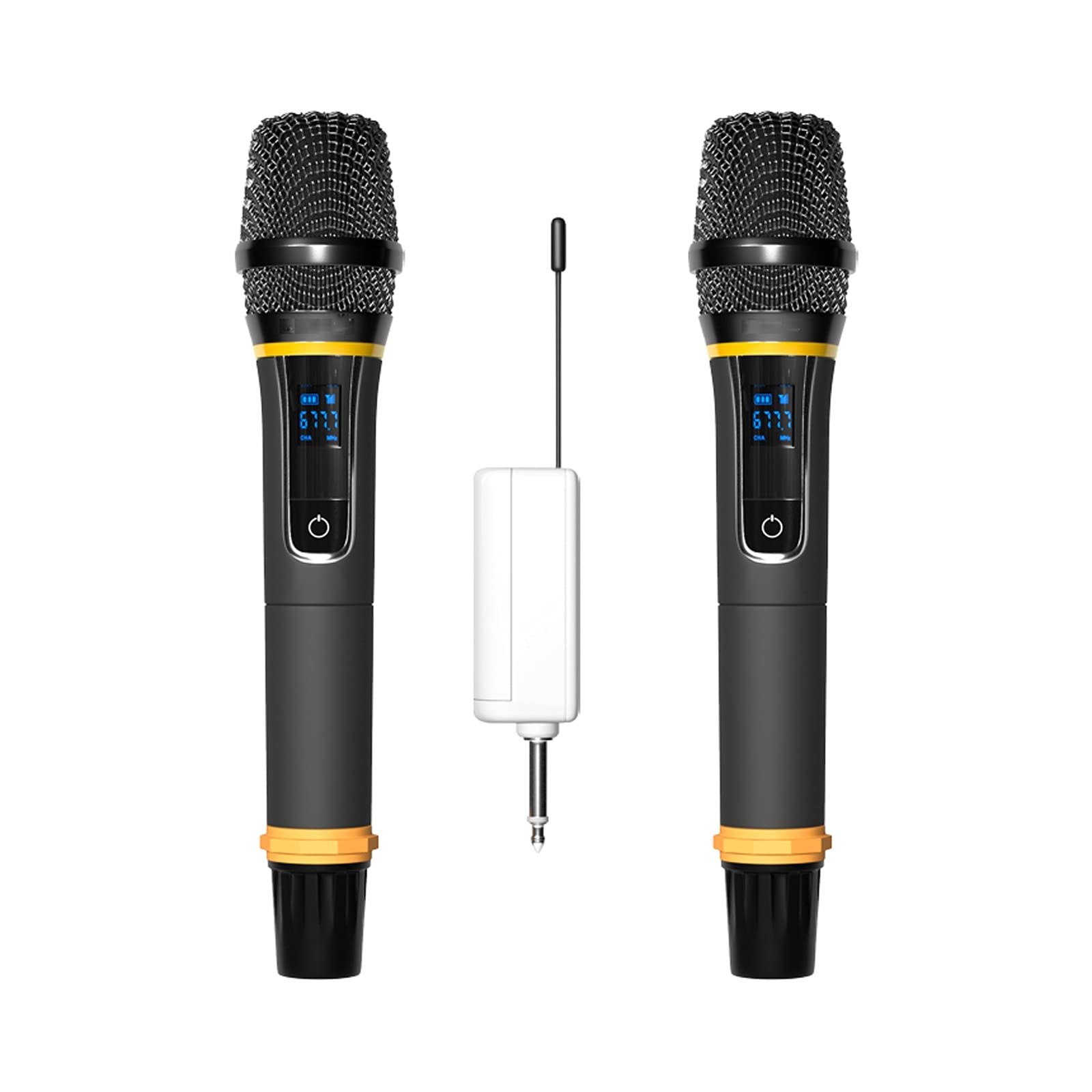 Micrófono inalámbrico de Recogida omnidireccional UHF Mic Dinámico de Karaoke de Mano dinámico con Receptor Recargable (Trabajo 8HS), 1/4 '' & 1/8'Oputput (Quantity : Pair)