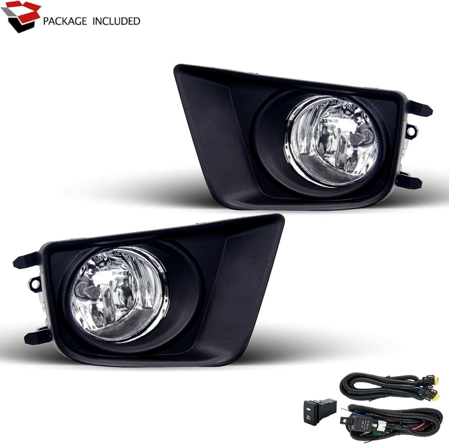 Fog Lights Assembly for 2012 2013 2014 2015 Toyota Tacoma Replacement Kit with Wiring and Switch H11 12V 55W Halogen Bulbs(Clear Lens)