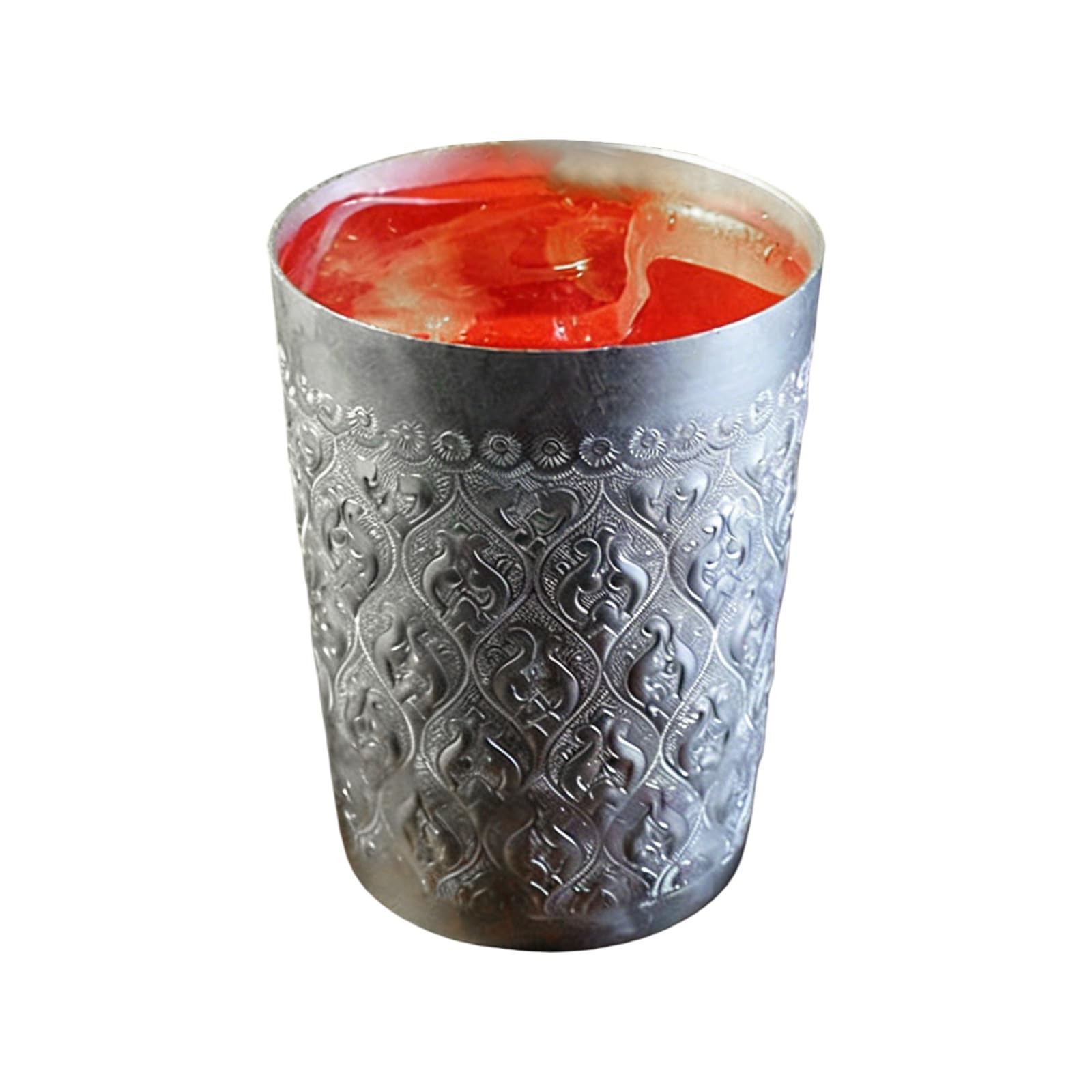 XIOANG Unique Hand Engraved Moscow Design Tin Cup Handcrafted Metal Cup Perfect for Cocktails and Collectors Engraved Can Alloy