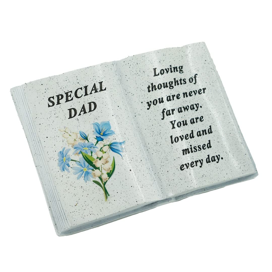 Angraves Multicolor Special Dad Blue Flower Graveside Book Ornament Memorial Grave Plaque