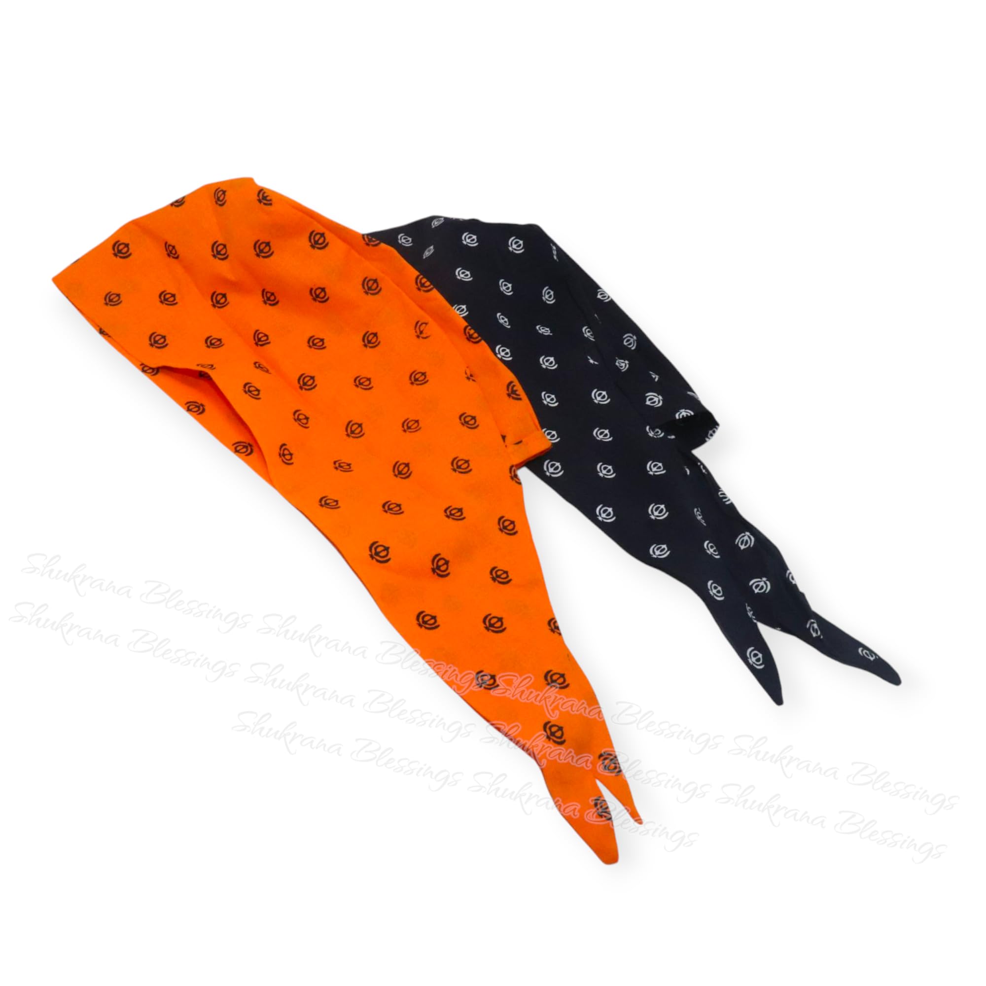 shukrana blessings hub Shukrana Blessings Sikh patka Khanda Printed Cotton Adjustable Patka Bandana Durag Skull Cap for Men & Women Orange, & Blue(2 pc cpmbo patka)-picture-32
