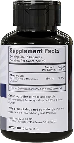 Miniatura 2 de Cápsulas de glicinato de magnesio de 1270 mg, suplemento de magnesio de 380 mg, suplemento de glicinato de magnesio de alta absorción, sin OMG, sin