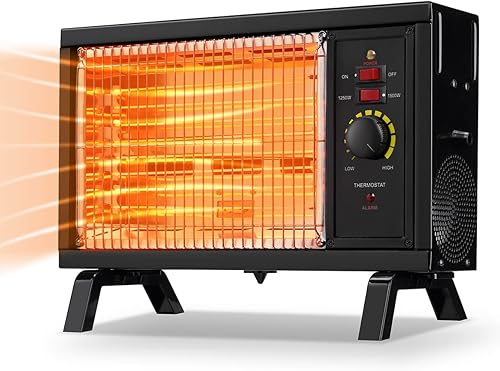 Homeleader ETL - Calentador radiante portátil, calentador de espacio interior de 1250 W1500 W, calentamiento rápido con termostato ajustable,