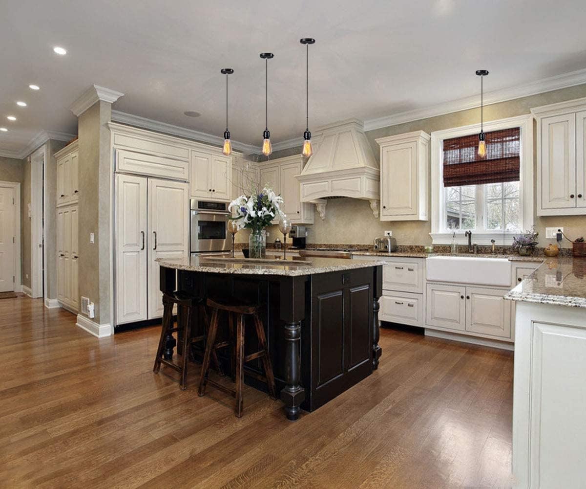 Elibbren Industrial Mini Pendant Light Kit E26 E27 Base Edison Vintage Style Black Cord Hanging Light Fixture with UL Lamp Holder for Kitchen Bedroom Home Corridor Studio Office 8 Pack