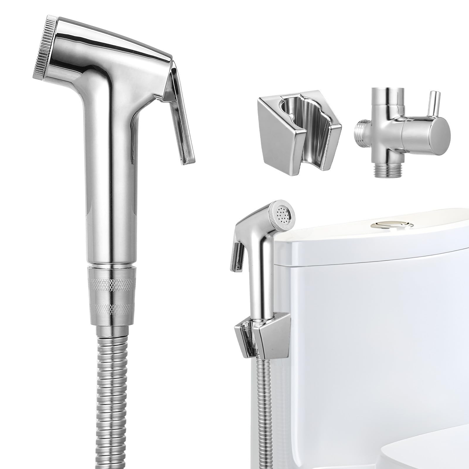 Ducha portátil de baño con manguera de 1.5m y refuerzo de presión para higiene personal