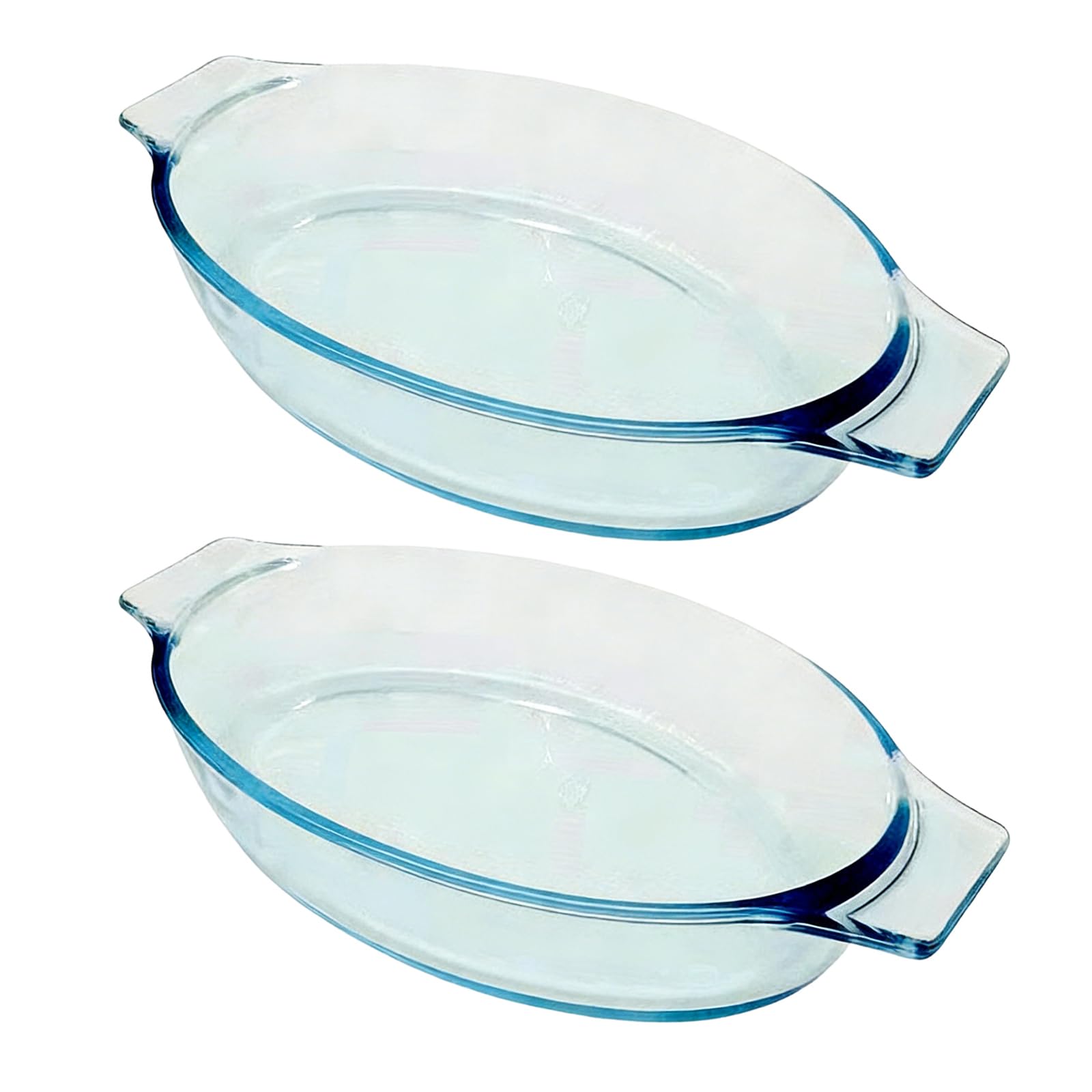 Kaeltsyn Of 2 Small Elliptical Glass Bakeware Oven Microwave Safe for Desserts and Casseroles Small Glass Roasting Pan