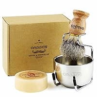 Vista 11 de Kit de brocha de afeitar Anbbas con tejón sintético, juego de afeitado 4EN1 con soporte de afeitado de acero inoxidable y tazón de espuma para hacer