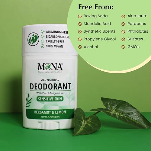 Miniatura 6 de MONA BRANDS - Desodorante natural para mujeres y hombres  Para pieles sensibles  Sin aluminio ni bicarbonato de sodio  (BERGAMOT LIMON 1.76 Oz)