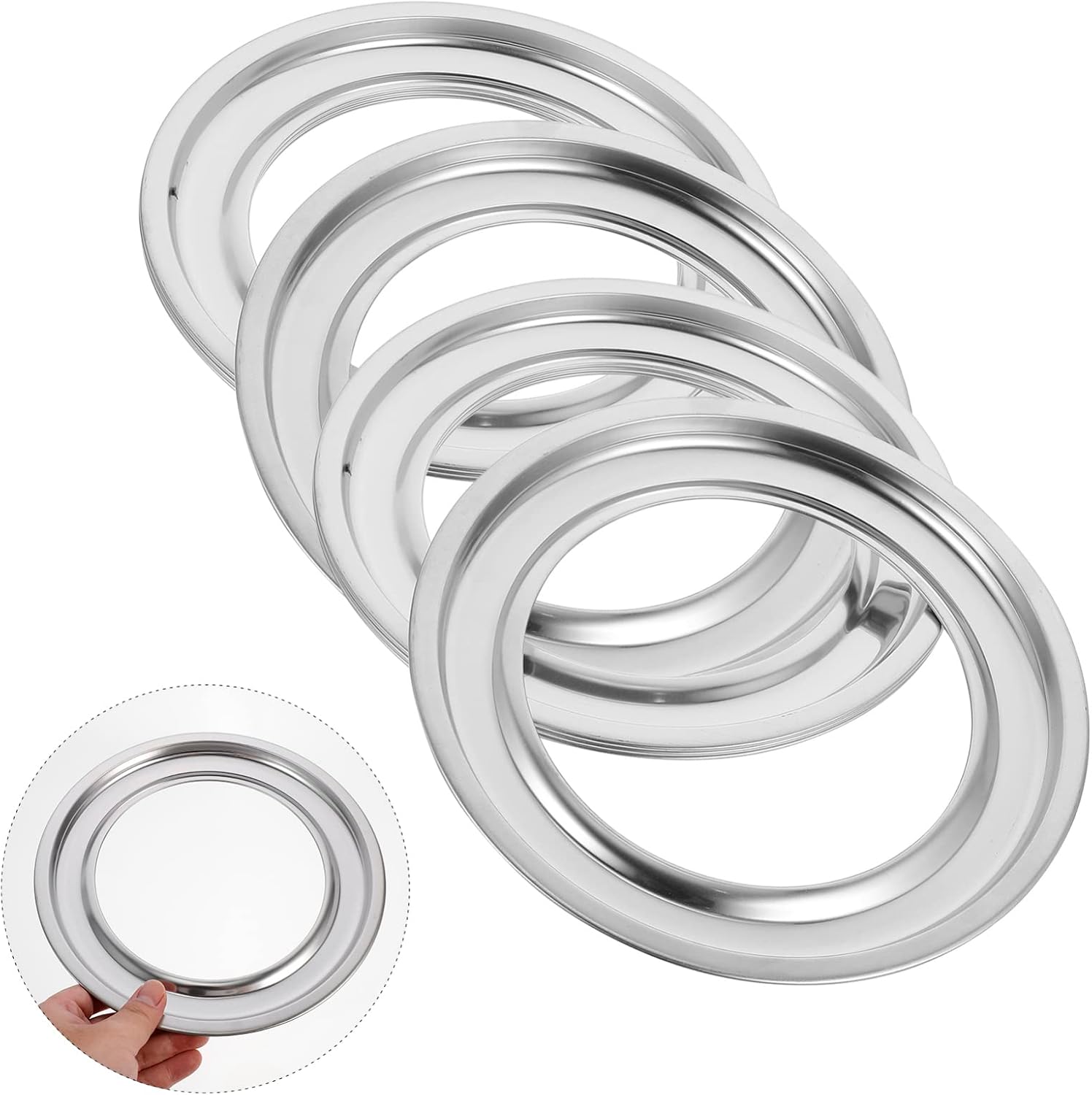 Generic Practical Gas Range Drip Pans 4pcs Stainless Steel Stove Burner Drip Pan Oil Catcher for Gas Stove