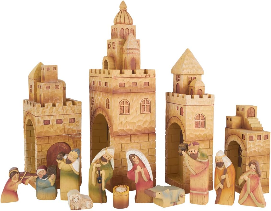 Nativity Village Set - Sets for Christmas Indoor - Manger Scene Decorations - Christmas Nativity - Holy Family Scene - (15 PC Set)