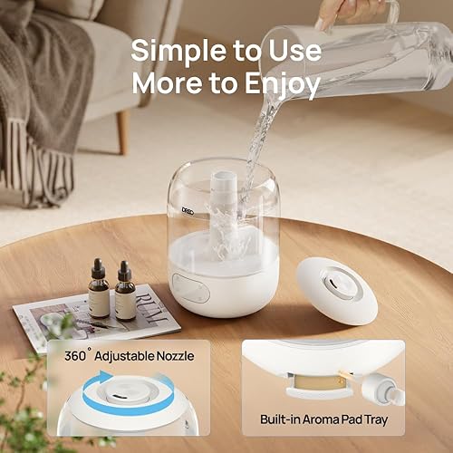 Miniatura 7 de Dreo Humidificadores de niebla fría para bebé, llenado superior de 3 L, 26 dB bastante, luz indicadora ambiental para guardería, menos recarga,