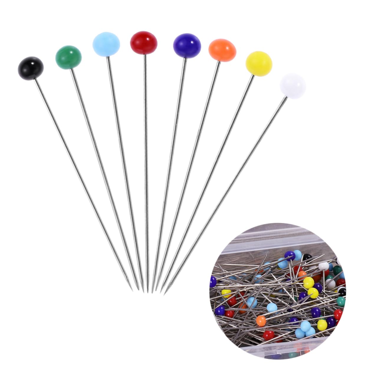 Uonlytech 100Pcs Multicolor Glass Head Sewing Pins for DIY Crafts Head for Quilting Knitting and Home Decor Projects Durable and Fade Resistant