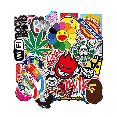 LAIK Cool Sticker 100pcs Random Music Film Vinyl Skateboard Guitar Travel Case Sticker Door Laptop Luggage Car Bike Bicycle Stickers (100pcs) (Sunflower)