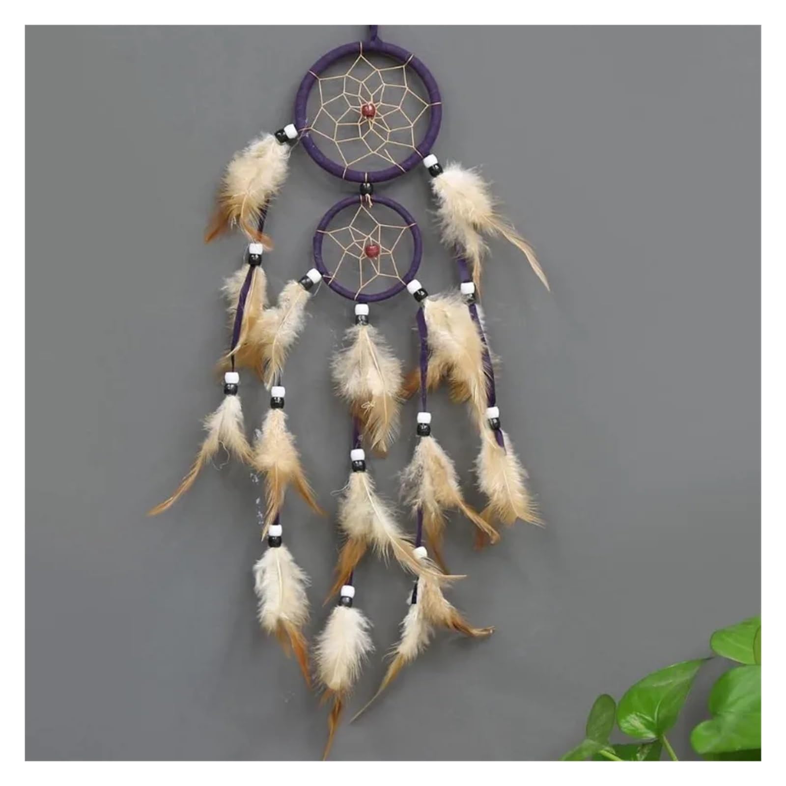 Dream Catcher Dream Catcher with Feathers Wall Hanging Bedroom Accessories Wind Chime(Purple)