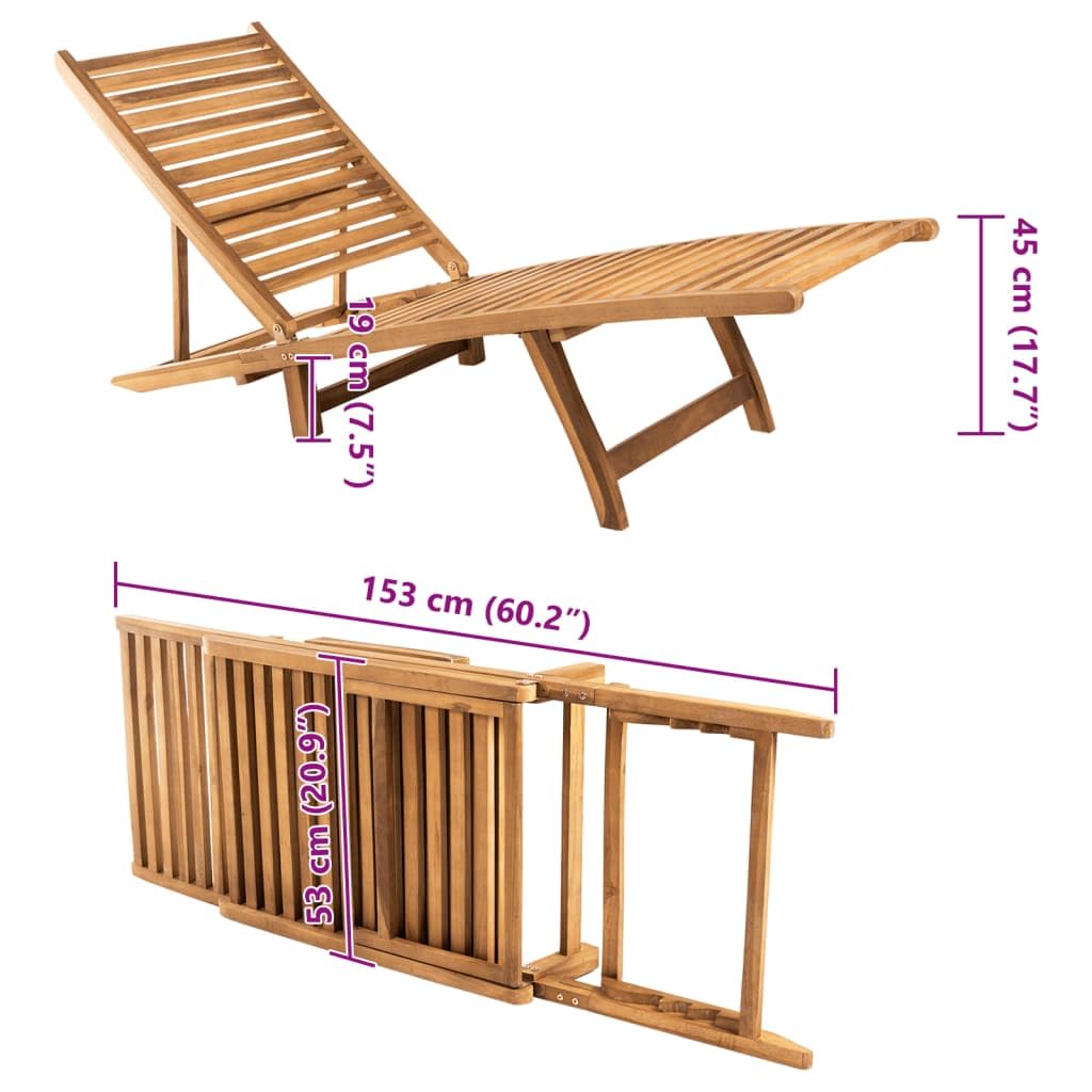 Tumbona de madera maciza de teca, tumbona de jardín ajustable plegable, tumbona ergonómica de madera para jardín, terraza y piscina, tumbona de relax estable sin soporte, 161 x 55 cm