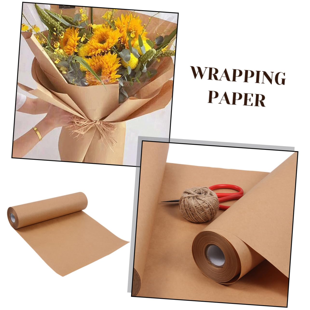 Papier Kraft Marron en Rouleau 1 Rouleau pour Arts Créatifs, 45cm X 30 M