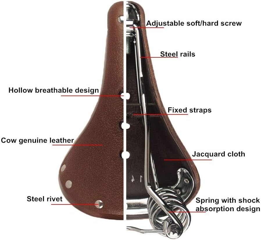 UNISTRENGH English Seat Most Comfortable Road Bike Saddles Men's Classic Flyer Bicycle Saddle