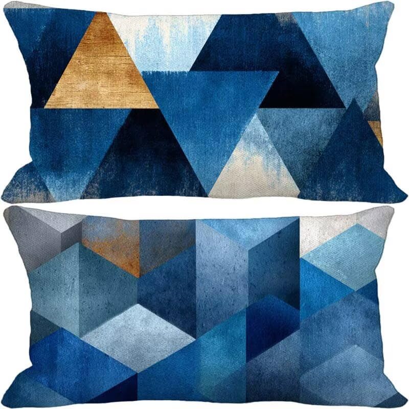 Cushion covers 70x90 imperméable en lin bleu géométrique de qualité supérieure pour salon