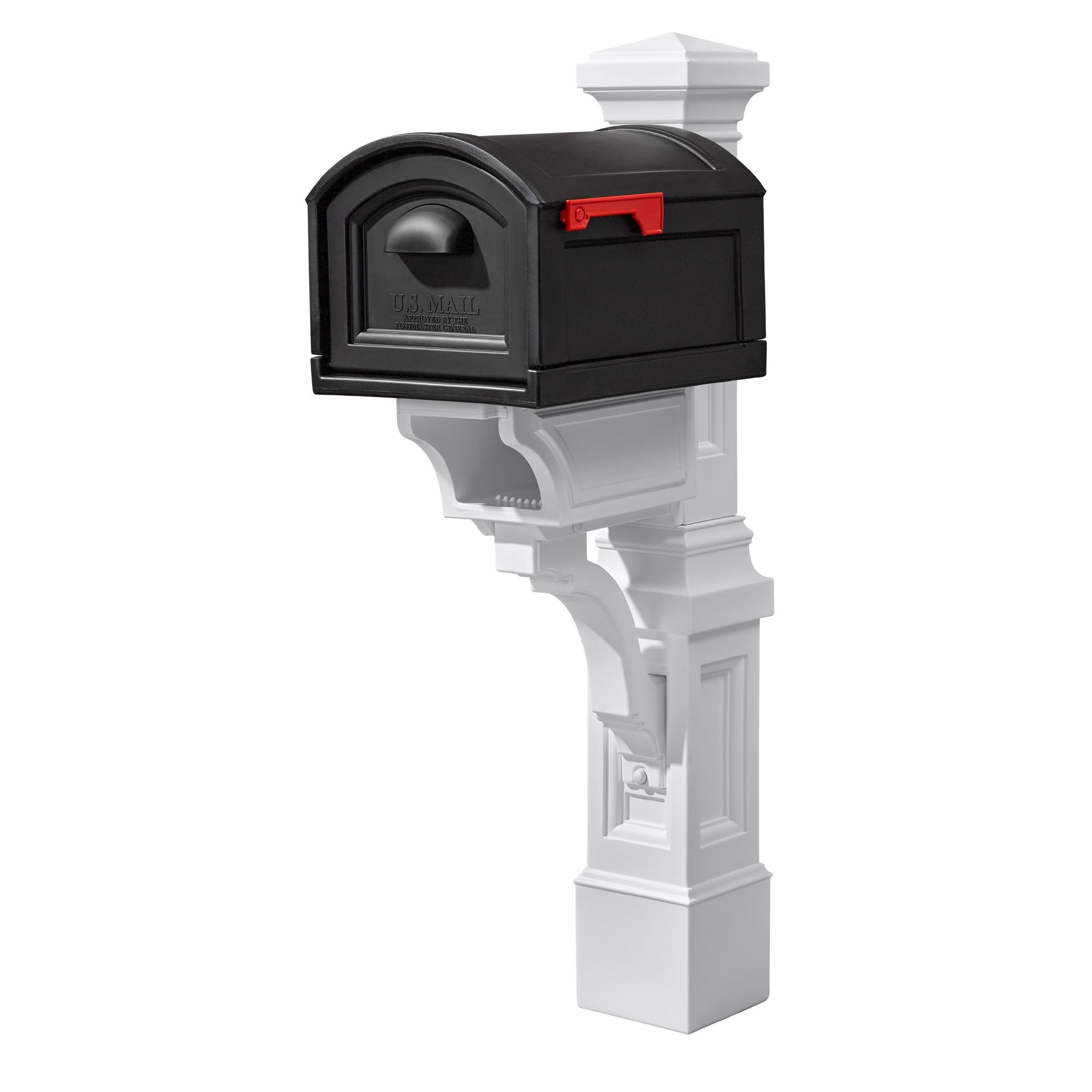 Step2 Atherton Extra Large Mailbox &amp; Post, Weather Resistant, Large Outdoor Mailboxes, Made of Durable Plastic, Easy to Install, Flag Included, Onyx Black