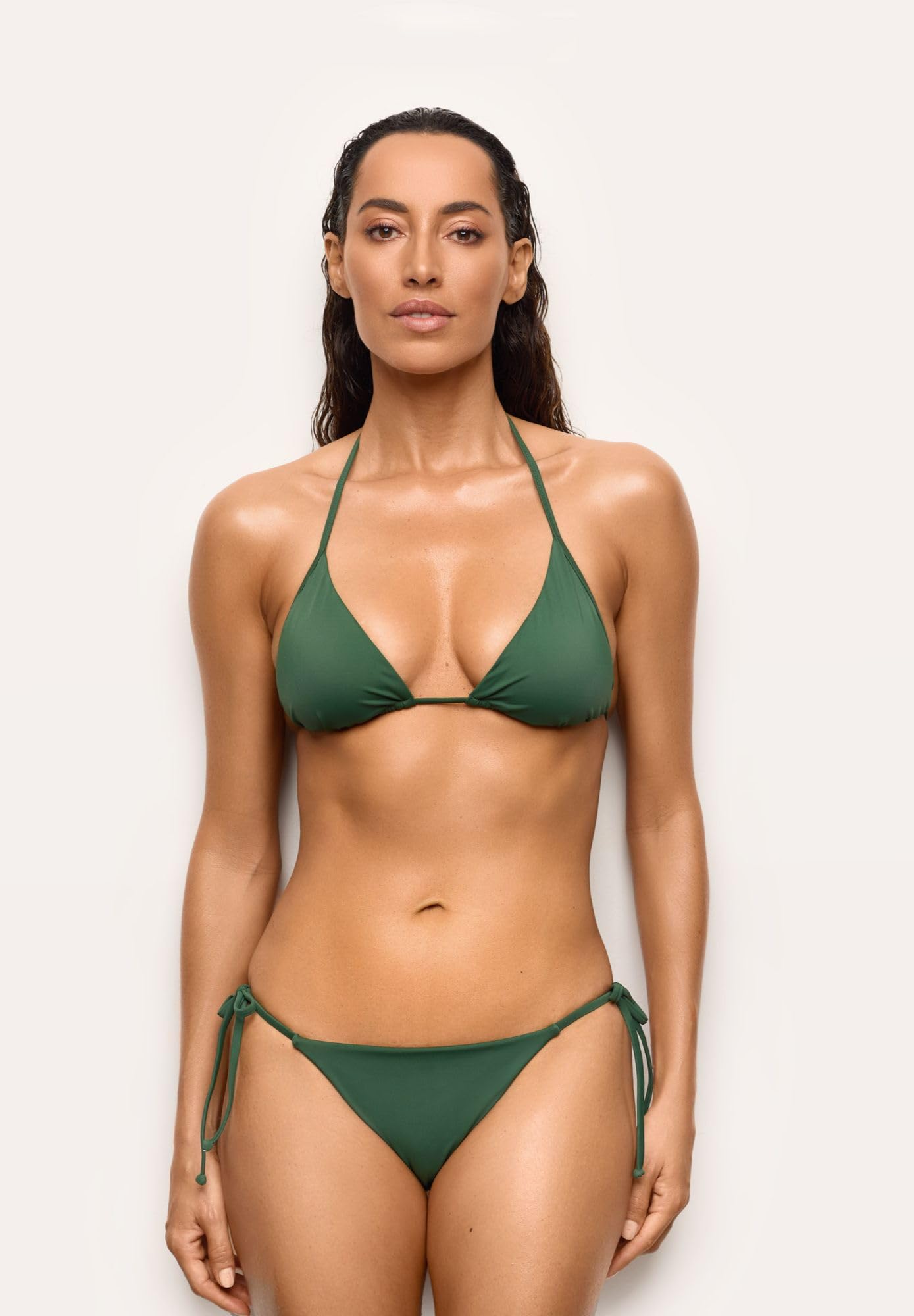 YAMAMAY - Bikini Parte Alta a Triangolo Senza Ferretto, Imbottitura Removibile, Donna, Essentials, Verde, monocromo
