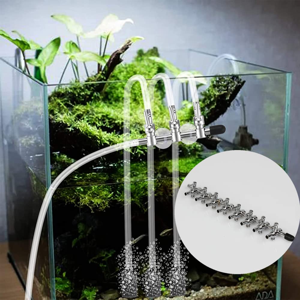 水槽8個 15×15×20　6個 15×15×15　1個 30×30×30　1個 Amazon | エアチューブ 分岐 水槽用 8分岐 ステンレス鋼 エアバルブ