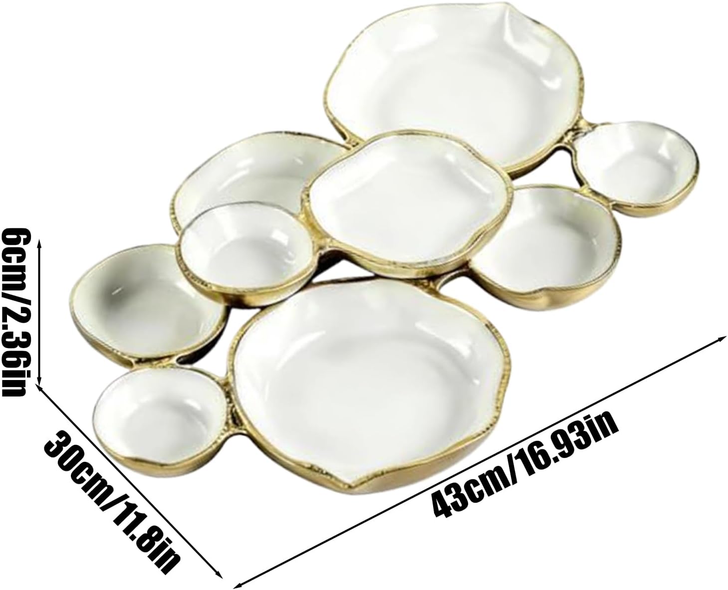 Cluster Serving Bowls - Vintage Layered Metal Table Decoration – Decorative Serving Bowls for Meetings, for Fruits Vegetables Salads Pasta Charcuterie Desserts Meals Parties Weddings B