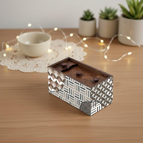 Miniatura 8 de Enigma Decode - Caja de rompecabezas secreta - Soporte para dinero y tarjetas de regalo en un candado de madera con dos compartimentos ocultos