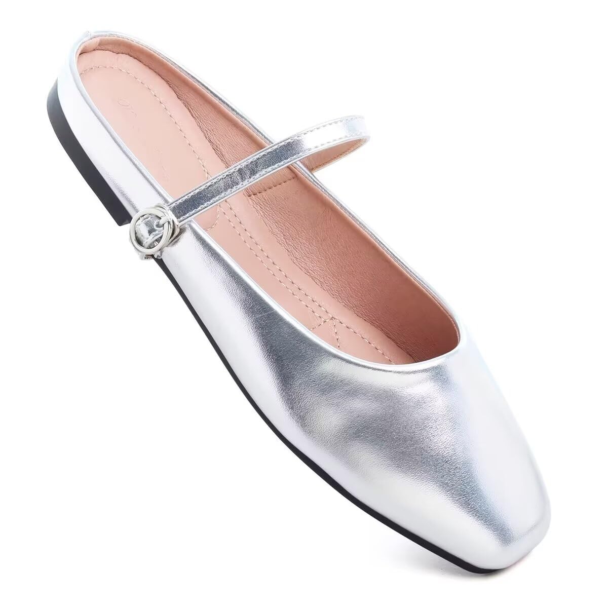 VFDB Women Mules Elegant Dressy Flats Closed Toe Microfiber Leather Shoes Adjustable Buckle Strap Mary Jane Casual Office Shoes