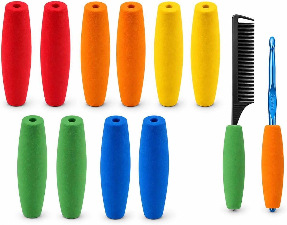 10 Pcs Foam Grip Tubing, Multiple Uses Foam Tubes Grip for Thin/Small Thing, Built up Grip Handle for Elderly Disabled Arthritic Handicapped Etc (Multicolor)