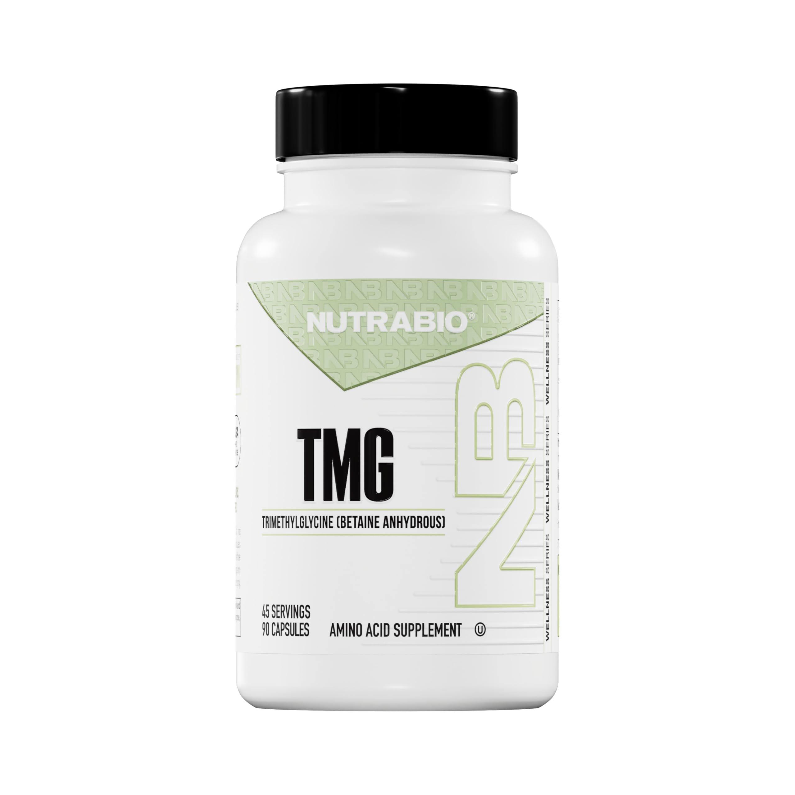 NutraBio TMG Supplements Betaine Anhydrous 500mg Vegetable Capsules, Trimethylglycine Homocysteine Support 90 Count (Pack of 1)