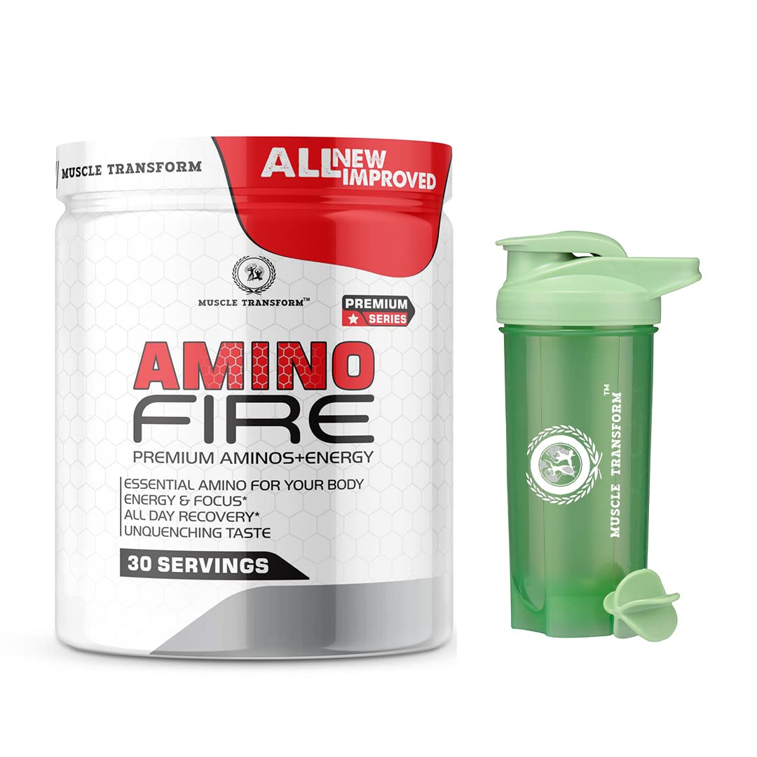 Amino Fire Advanced BCAA Supplement with Glutamine - Pre/Post Workout & Intra Workout Supplement | Muscle Recovery Drink with Amino Acids | Muscle Protein Synthesis - Lean Muscle - Improved Performance - Hydration for Men & Women [30 Servings, Mix Berries] Free Gym Shaker Sipper Bottle-image-46