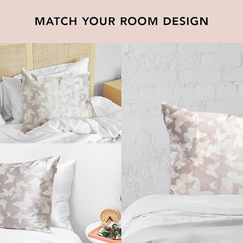 Vista 131 de Kitsch - Funda de almohada de satén con cremallera de tamaño queen/estándar, para el cabello y la piel, funda refrescante más suave que la seda