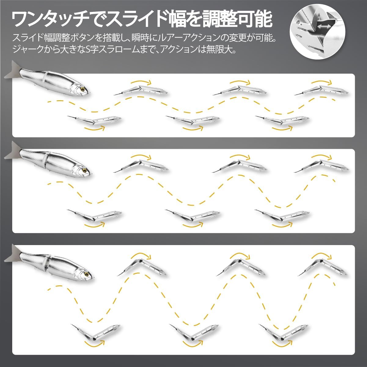 ゴメクサス CYBER BAIT ビッグベイト 全体CNC加工 アルミ合金 三段階