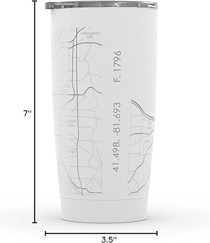 Vista 349 de Well Told Vaso de café aislado con diseño de mapa de Nueva York grabado, taza de acero inoxidable grabada (20 onzas, negro) con aislamiento de mapa