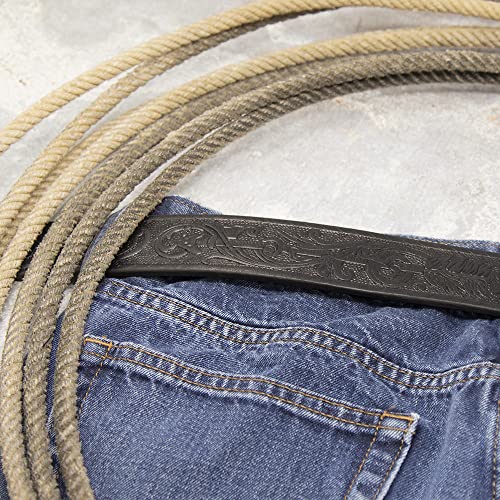 HOOEY Men's Filigree And Arrow Embossed Leather Belt Black 342