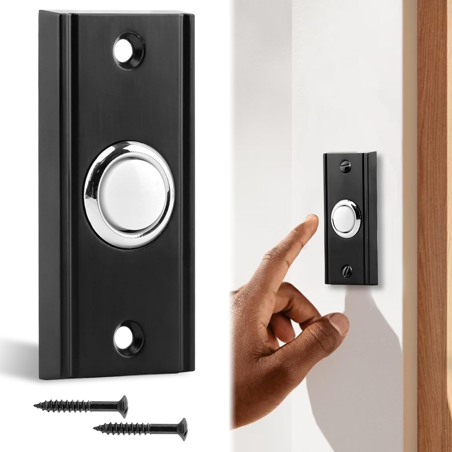 Doorbell Push Button, LED Lighted Wall Mounted, Universal Door Bell Buttons Replacement Most Door Chimes, Heavy Duty Metal Doorbell Push Button Opener Switch for Home Garage