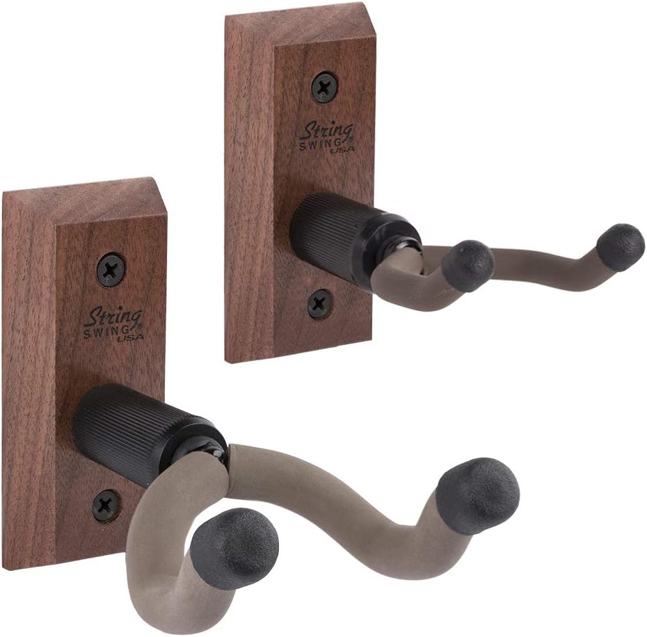 String Swing Guitar & Ukulele Wall Mounts Hanger Pair Matched Walnut CC01K-BW and CC01UK-BW