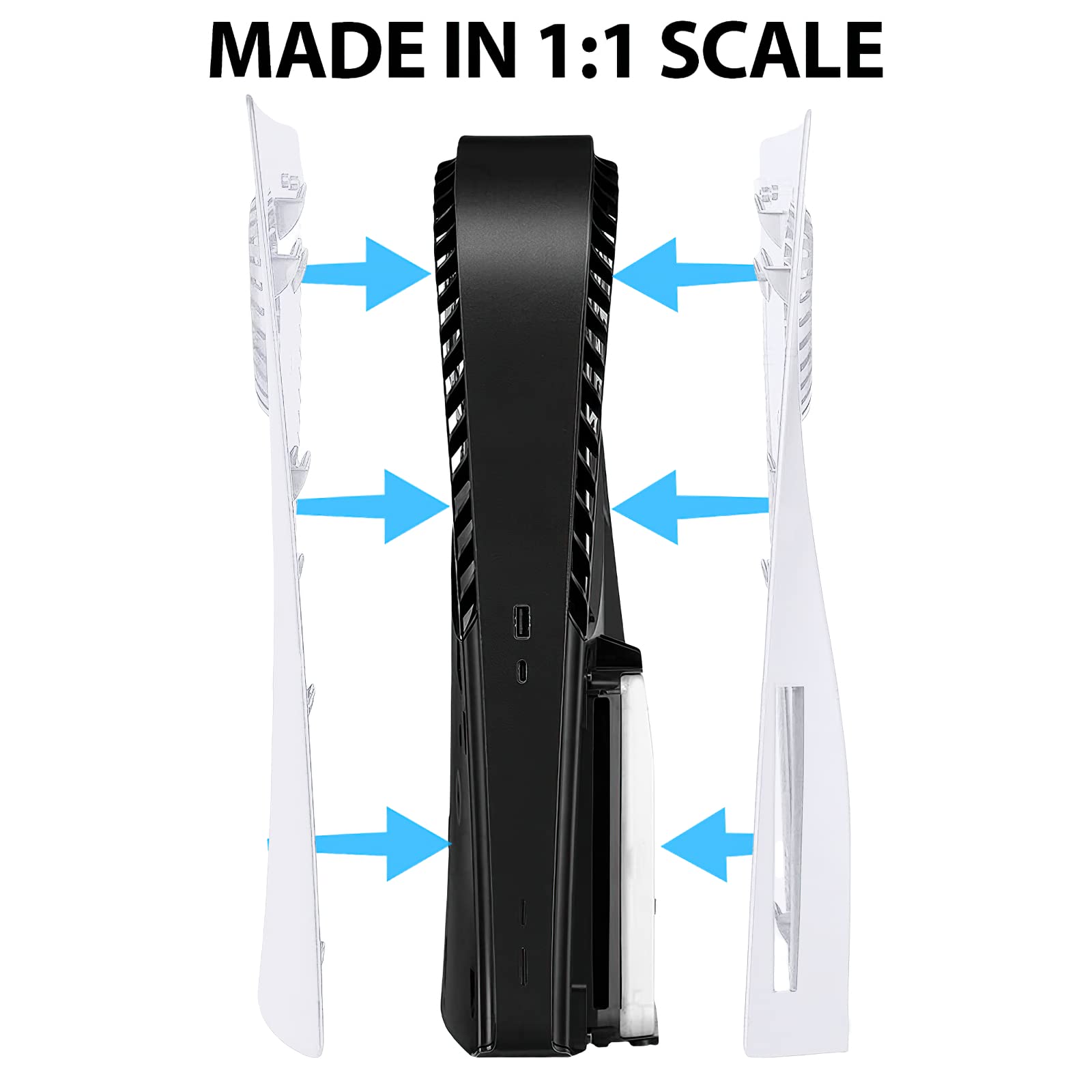 Abdeckplatten mit Kühlung für PS5 Disc Edition Konsole, Zubehör für PlayStation 5 Frontplatten Seitenteile Shell Ersatz Schutzblenden (Weiß)