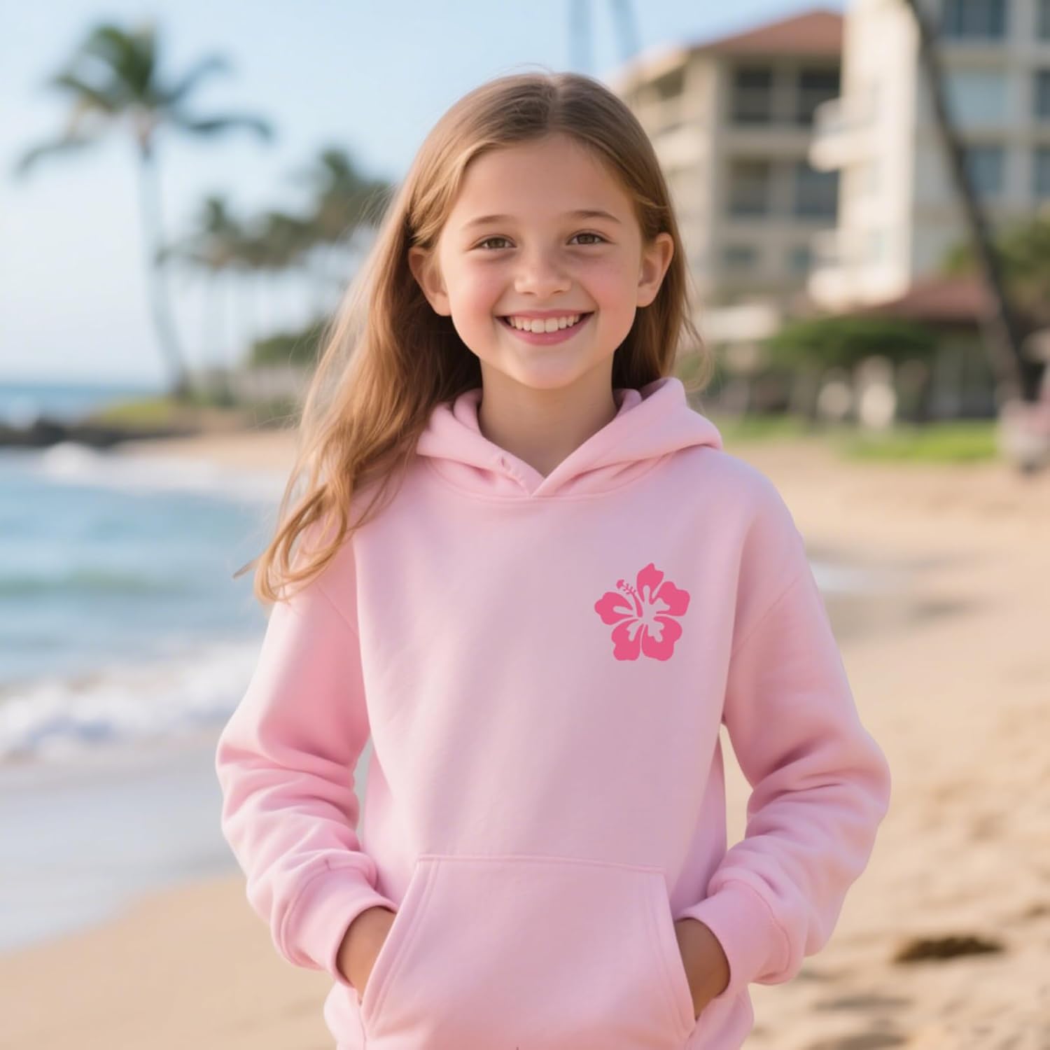 Cute Pink Hoodies for Kids Girls Aesthetic Preppy Sweatshirts Trendy Puff Hoodie Girl's Flower Graphic Casual Pullover - Image 4