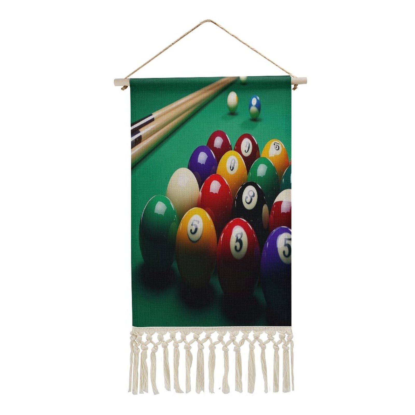 FekiLoot Billiards Wall Art Print Decor Art Tapestry with Tassel Cotton Linen Hanging Poster Vintage Aesthetic Wall Art Poster Rustic Wall Art Decor for Home Bedroom Living Room Office